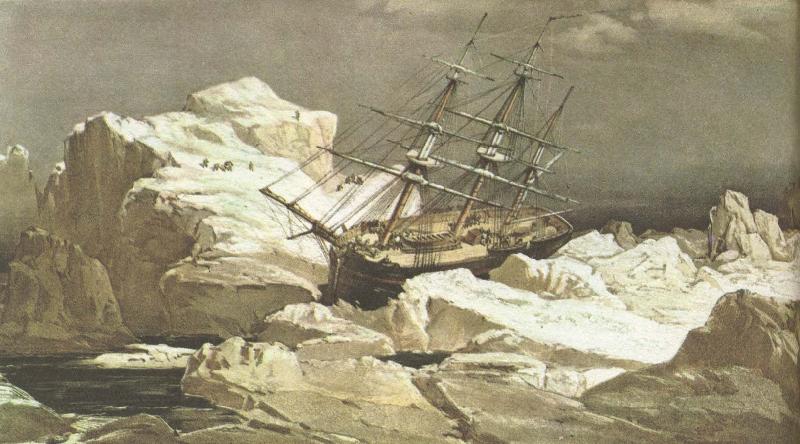 william r clark robert mcclures skepp invepp i nvestigator sitter fast i isen norr om bankon 1850-52 oil painting image